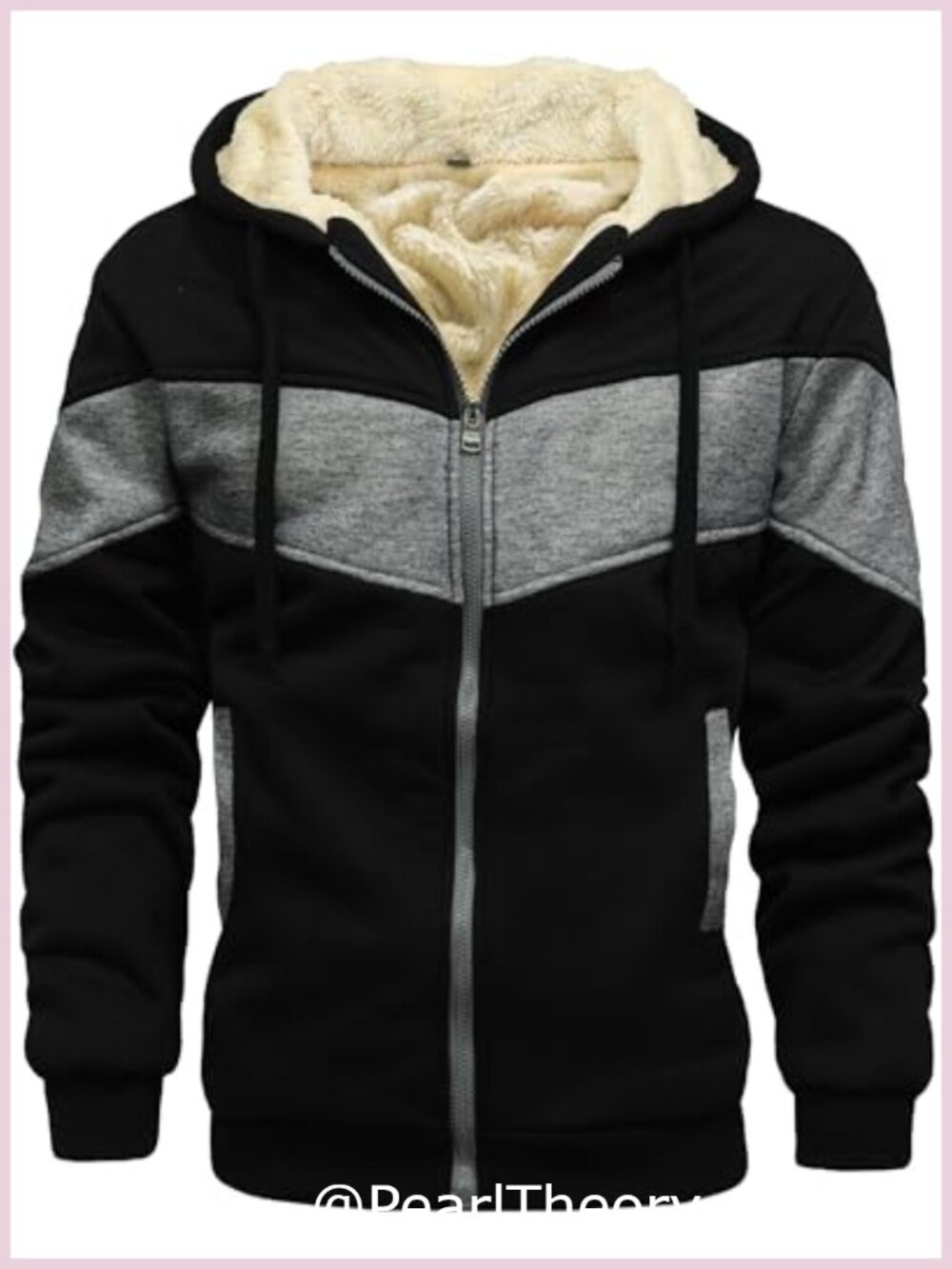 Men's Sherpa Lined Fleece Hooded Jacket Cotton Polyester Warm Winter Coat